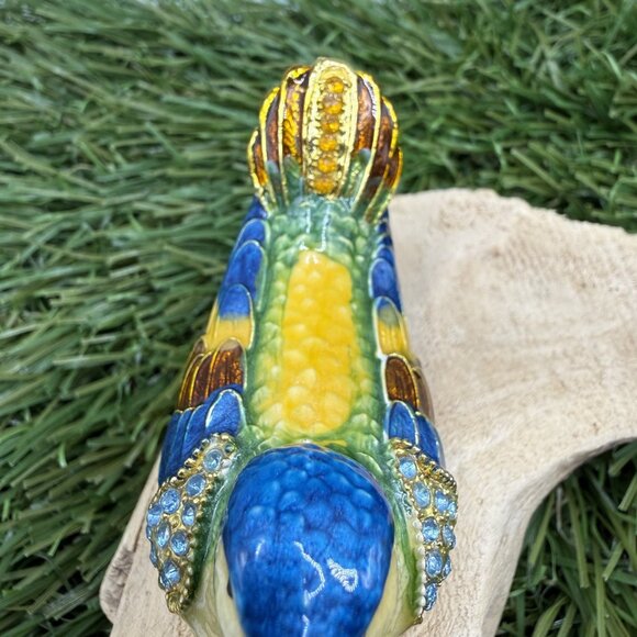 Humming Bird Enamel Rhinestone Trinket Box - Picture 3 of 8